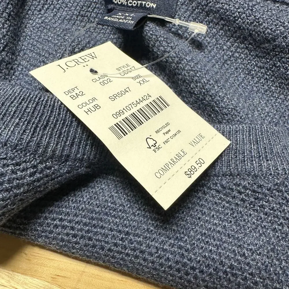 J. Crew Men's Crewneck Sweater Navy Blue Men's Size XXL New With Tags